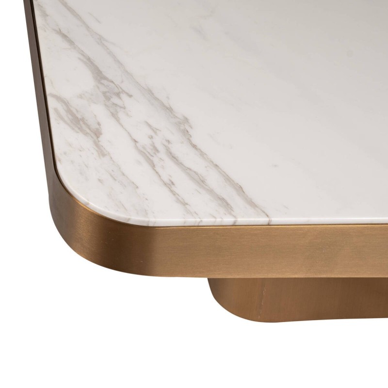 Mesa de centro Atlas cuadrada de mármol blanco y latón cepillado