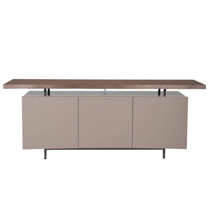 APARADOR LACADO GRIS CON CHAPA DE NOGAL 200x42x76cm