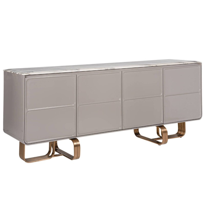 Aparador gris lacado con tapa de mármol caledonia 200x42x80cm