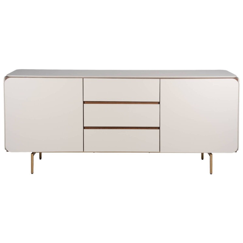 Aparador lacado beige con detalles en nogal 184x41.5x81cm