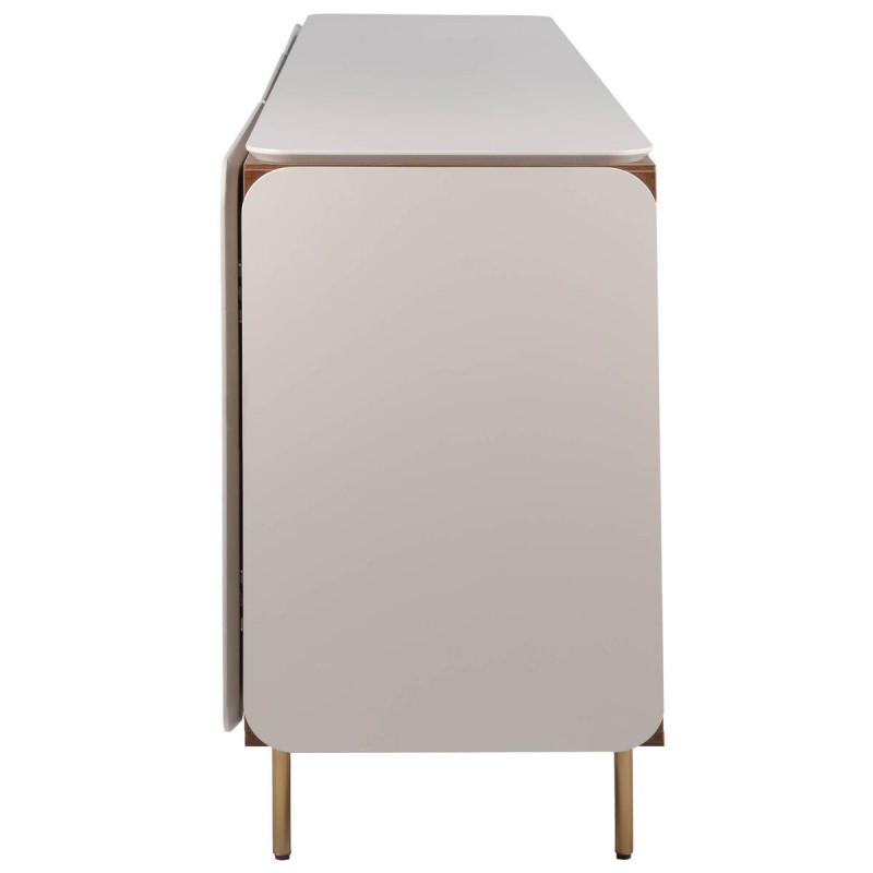 Aparador lacado beige con detalles en nogal 184x41.5x81cm