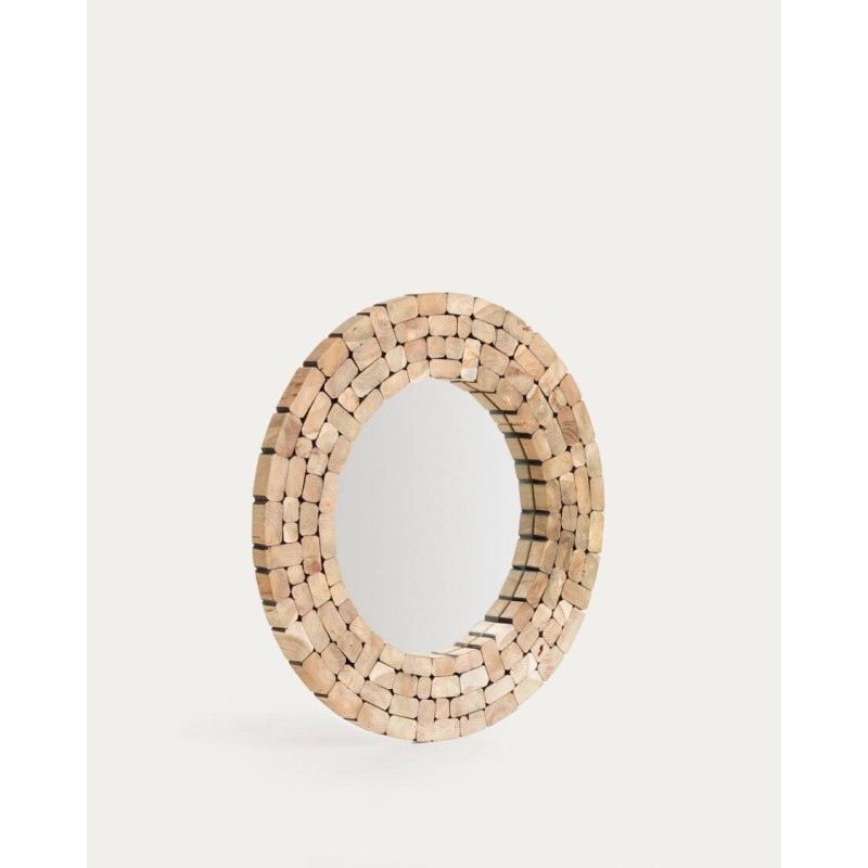 Espejo Eliptic de madera maciza de teca Ø 80 cm