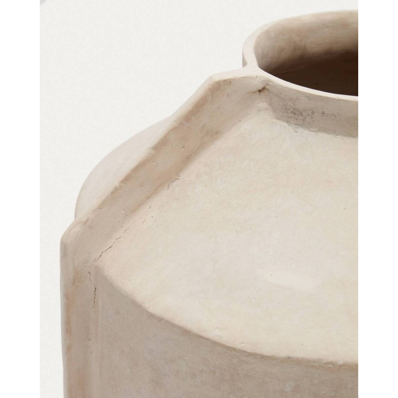 JARRÓN MEJA DE PAPEL MACHÉ BEIGE 35.5x31.5x38cm