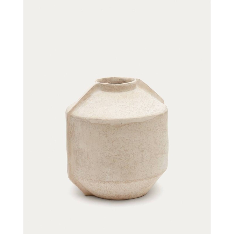 JARRÓN MEJA DE PAPEL MACHÉ BEIGE 41x43.5x47cm