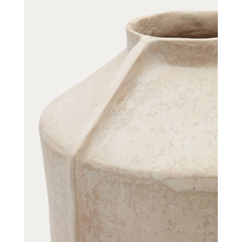 JARRÓN MEJA DE PAPEL MACHÉ BEIGE 41x43.5x47cm