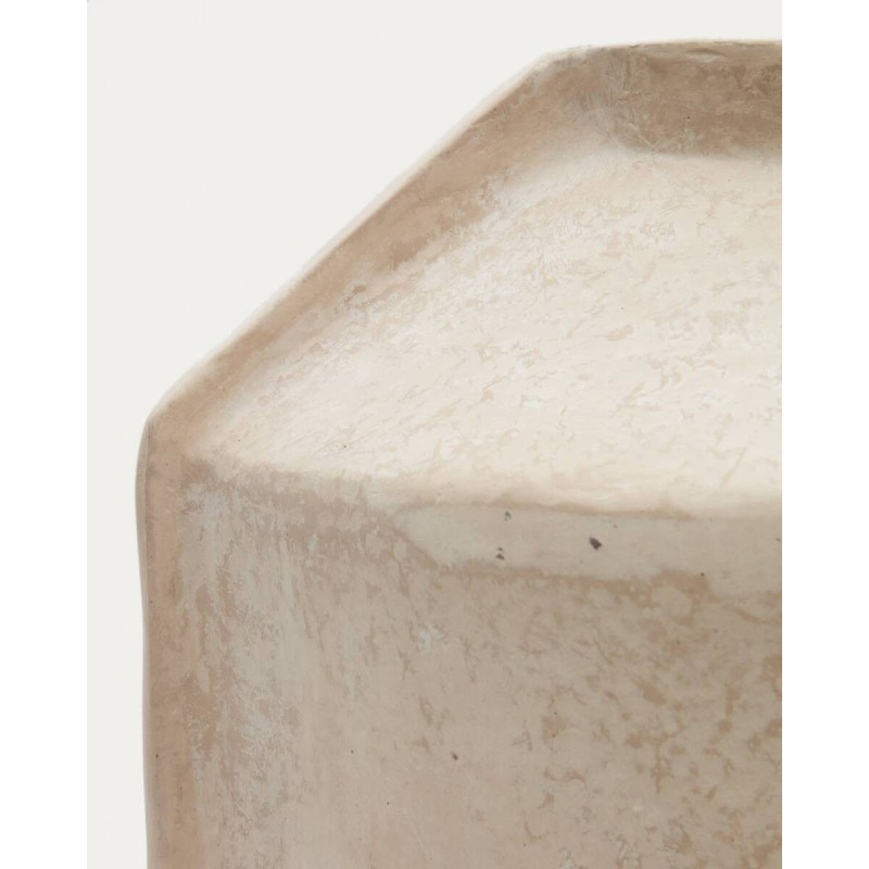 JARRÓN MEJA DE PAPEL MACHÉ BEIGE 41x43.5x47cm