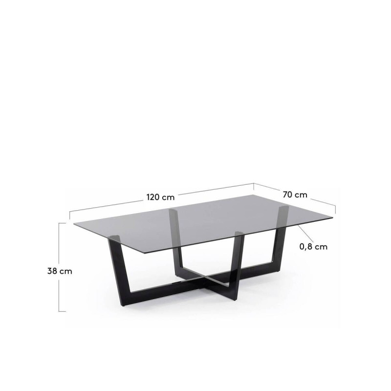 Mesa de centro plam 120 x 70 cm cristal negro
