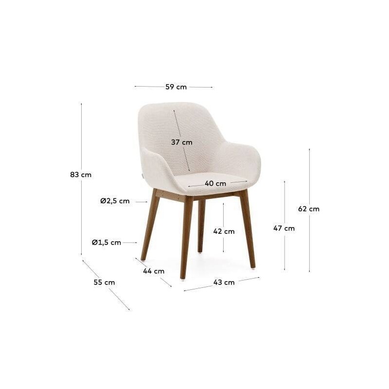 Silla Konna beige y patas de madera maciza de fresno acabado oscuro