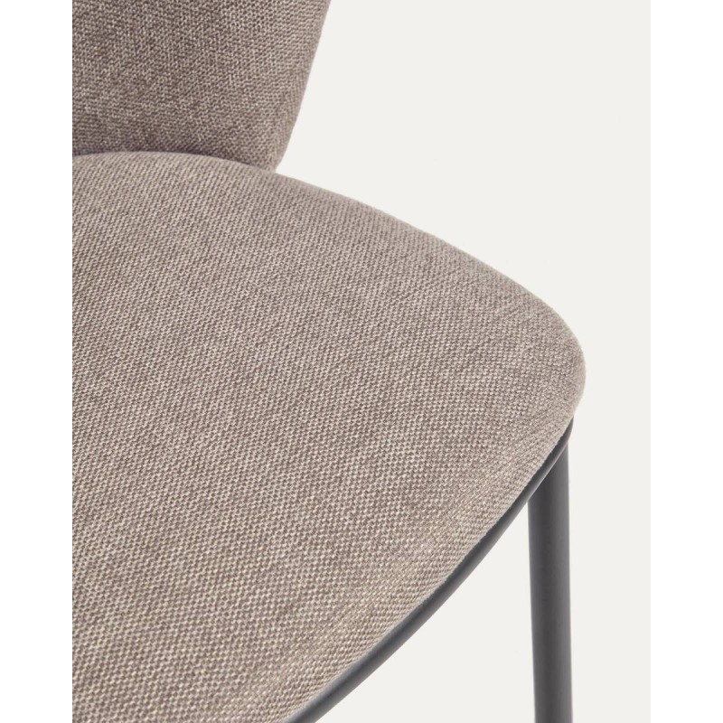 SILLA CISELIA DE CHENILLA MARRÓN CLARO Y ACERO NEGRO 75x52x55 cm