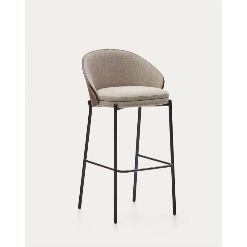 Taburete eamy marrón claro chapado en fresno acabado wengué altura 75cm 98x54x51cm