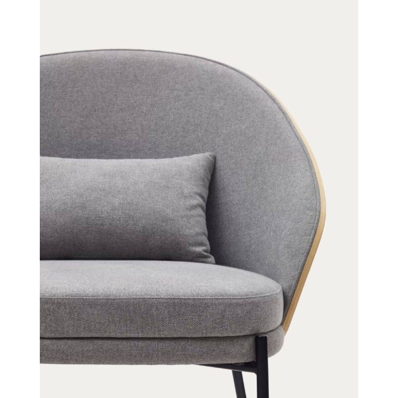 Sillón eamy gris claro chapado en fresno acabado natural 82x78x72cm