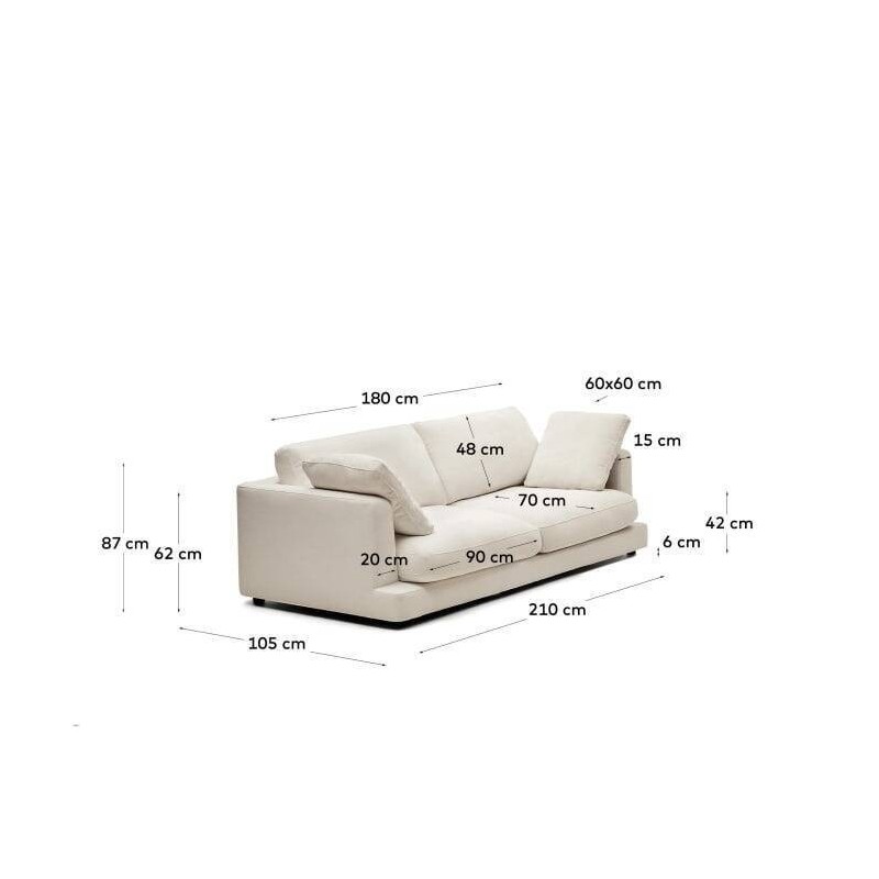 Sofá Gala 3 plazas de chenilla beige FSC Mix Credit 210 cm