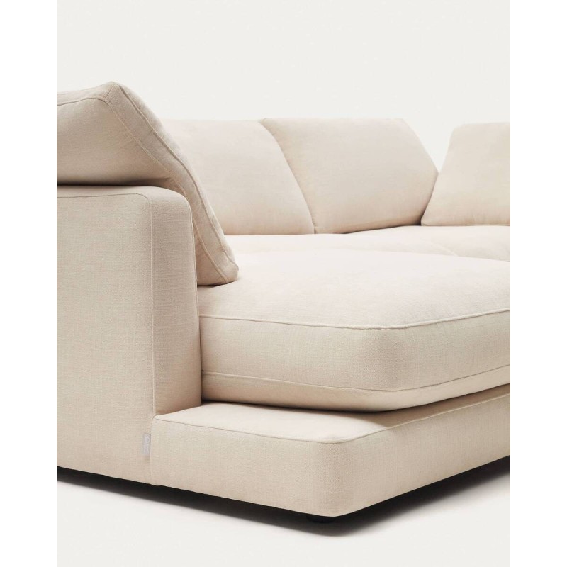 Sofá Gala 4 plazas de chenilla con chaise longue izquierdo beige FSC Mix Credit 300 cm