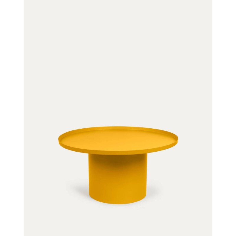 Mesa de centro rendonda fleksa de metal mostaza