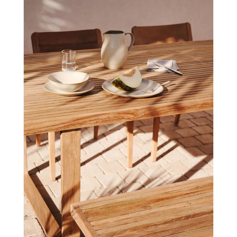 Mesa de exterior canadell de madera maciza de teca reciclada 180x90x77cm