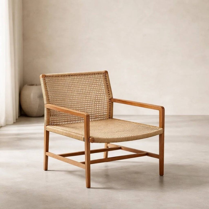 Sillón sabolla de madera maciza de teca 78x69x76cm