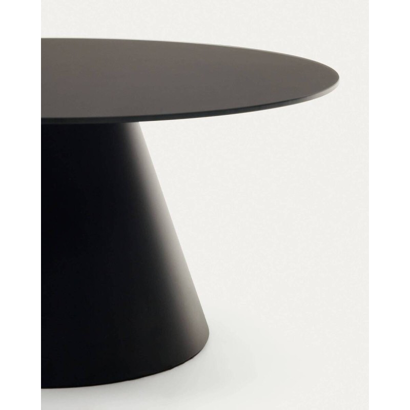 Mesa de centro wilshire de cristal templado y metal negro mate 80x40cm