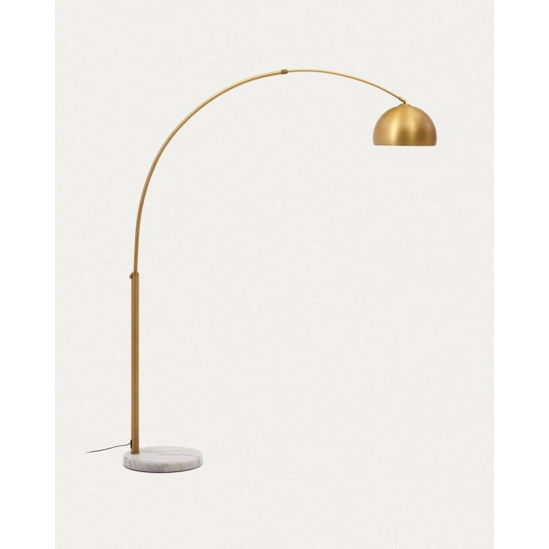 Lámpara de pie madali de metal con acabado de latón y mármol blanco 170x185cm