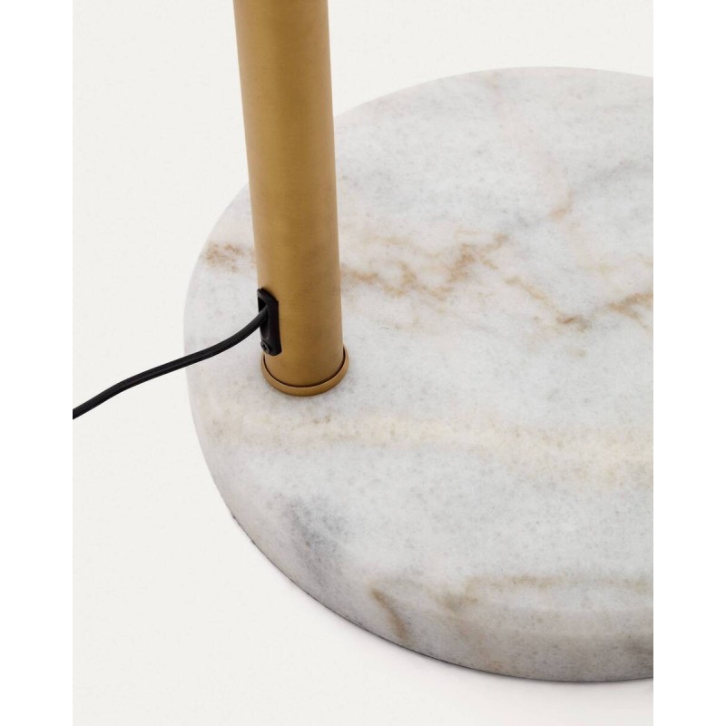 Lámpara de pie madali de metal con acabado de latón y mármol blanco 170x185cm