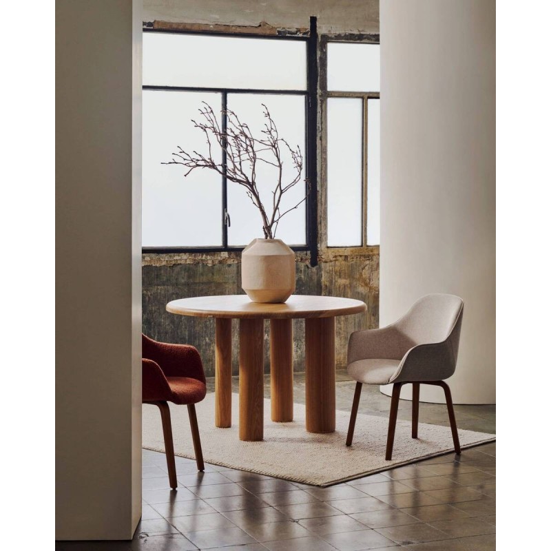 MESA REDONDA MAILEN EN CHAPA DE FRESNO 120x77cm