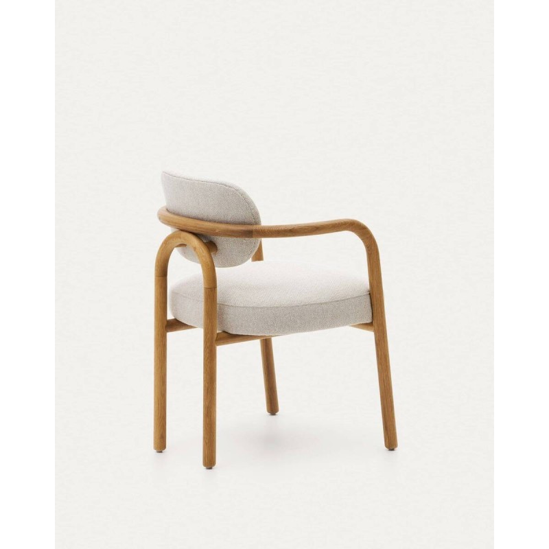 Silla melqui beige de madera de roble 55.5x59x77cm