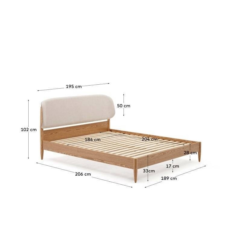 CAMA OCTAVIA DE MADERA CONTRACHAPADA DE FRESNO 180x200cm