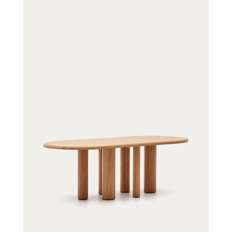 Mesa ovalada Mailen en chapa de fresno con acabado natural Ø 220 x 105 cm