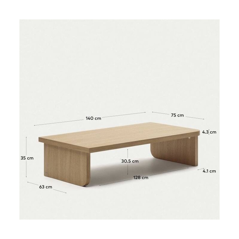 Set Oaq de 2 mesas de centro de chapa de roble con acabado natural FSC Mix Credit