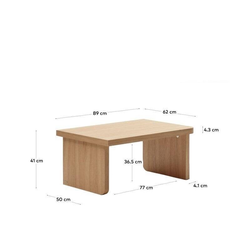 Set Oaq de 2 mesas de centro de chapa de roble con acabado natural FSC Mix Credit