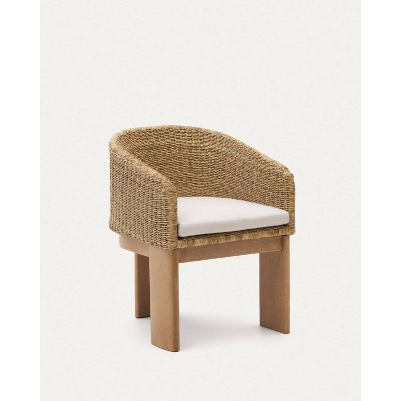 Silla xoriguer de ratán sintético y madera de eucalipto 58x64x78cm