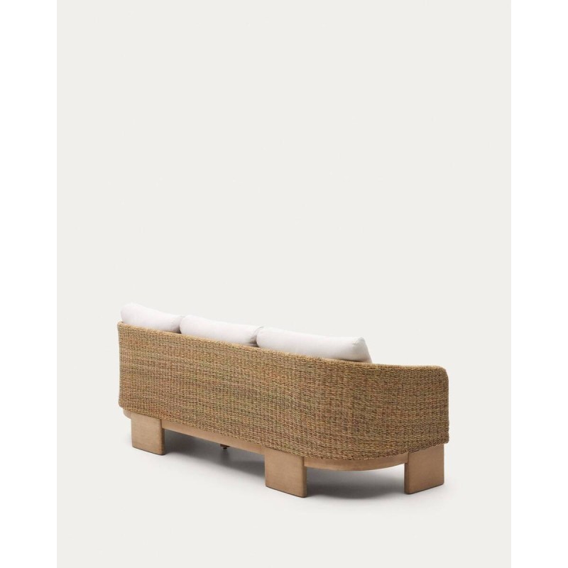 Sofá xoriguer de 3 plazas de ratán sintético y madera de eucalipto 223x78x74cm