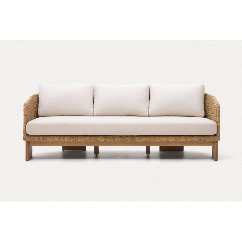 Sofá xoriguer de 3 plazas de ratán sintético y madera de eucalipto 223x78x74cm
