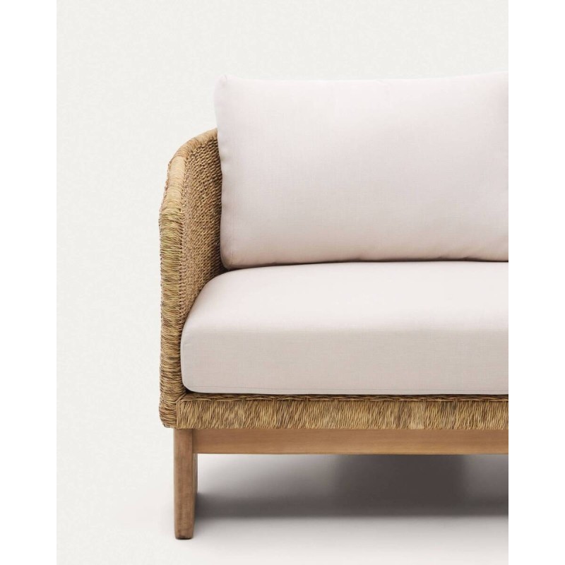 Sofá xoriguer de 3 plazas de ratán sintético y madera de eucalipto 223x78x74cm