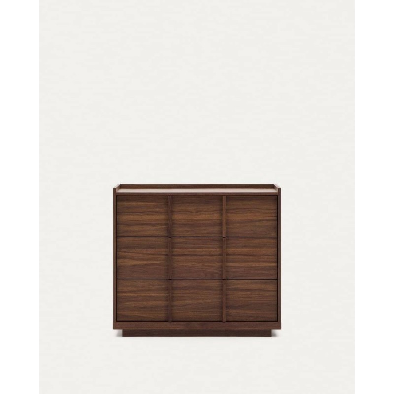 CÓMODA ONIX CON 3 CAJONES DE CHAPA DE NOGAL ACABADO OSCURO 100x50x78cm