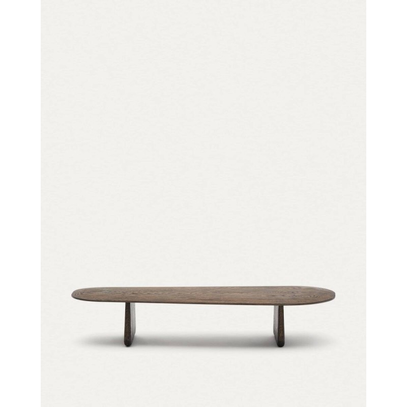 Mesa de centro Pirita de madera maciza de roble con acabado oscuro 146 x 56,5 cm FSC 100%