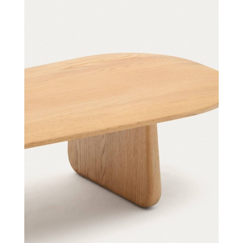 Mesa de centro Pirita de madera maciza de roble con acabado natural 146 x 56,5 cm FSC 100%