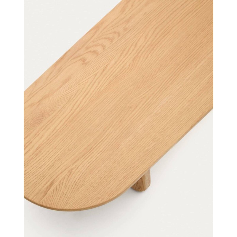 Mesa de centro Pirita de madera maciza de roble con acabado natural 146 x 56,5 cm FSC 100%