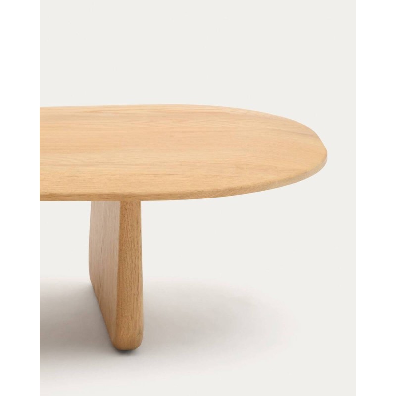 Mesa de centro Pirita de madera maciza de roble con acabado natural 146 x 56,5 cm FSC 100%