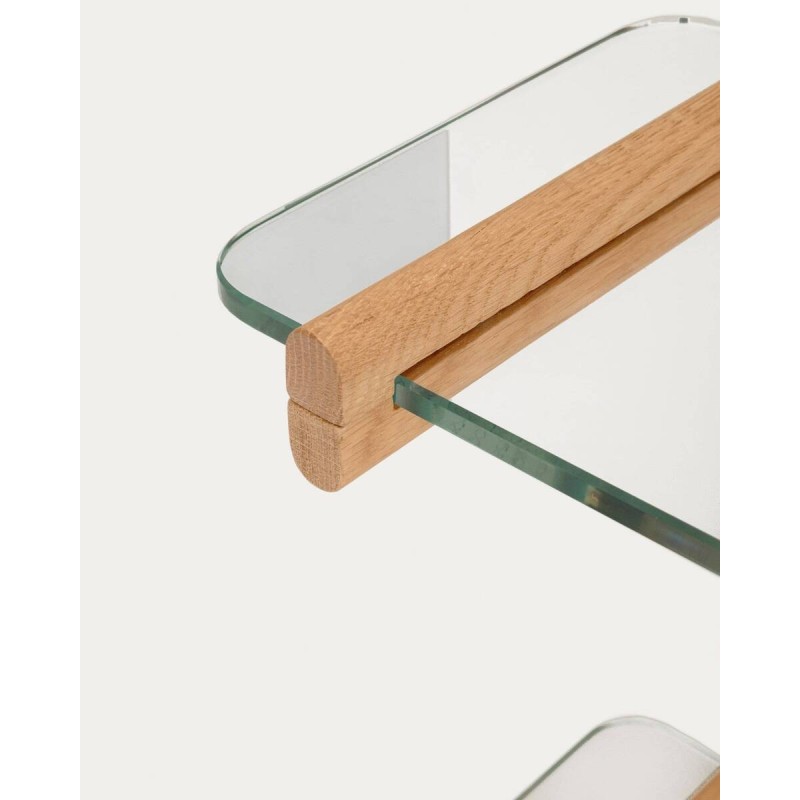 Estantería modular Sitra 6 baldas de cristal y madera maciza roble 110 cm FSC Mix Credit