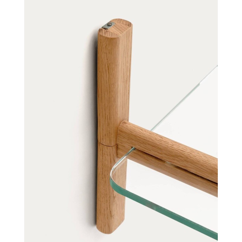 Estantería modular Sitra 6 baldas de cristal y madera maciza roble 110 cm FSC Mix Credit