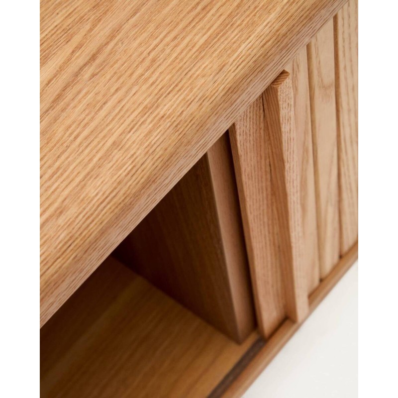 Mueble TV Mailen 2 puertas en chapa de fresno con acabado natural 120 x 50 cm.