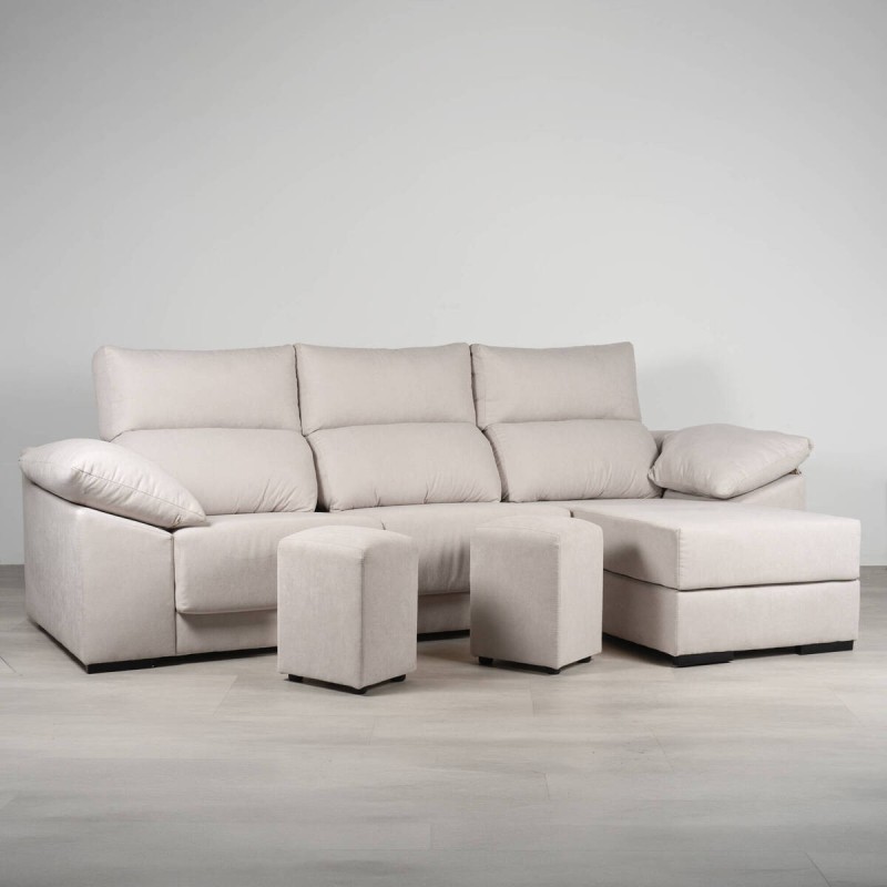 Sofá Nilo Chaise Longue derecho con Deslizantes con Pufs 285cm