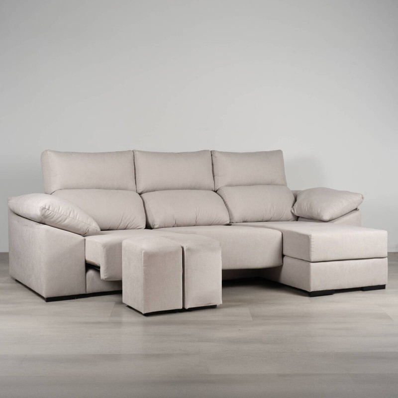 Sofá Nilo Chaise Longue derecho con Deslizantes con Pufs 285cm