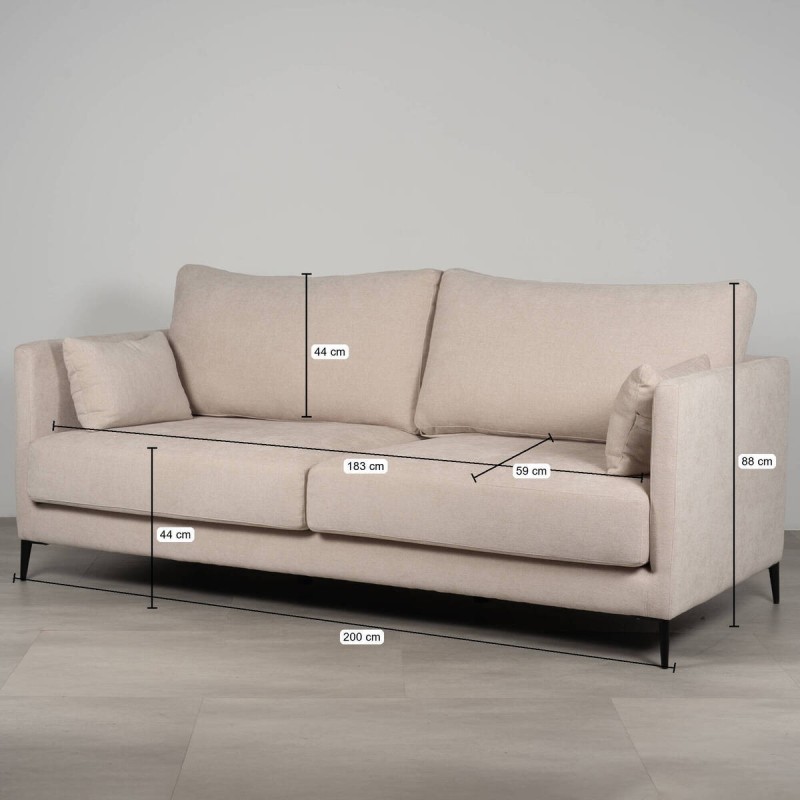 Sofá Funny 3 plazas 200 cm tapizado beige arena