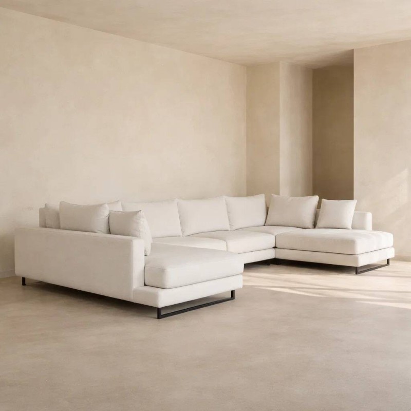 Sofá Queen modular 3 plazas con chaise longue en tela T.Hackett 430x110 cm