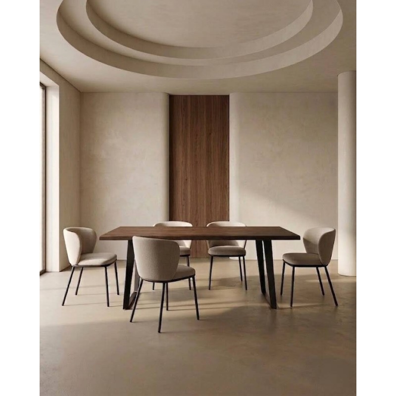 MESA DE COMEDOR MILLER MADERA RECICLADA - PATAS METAL NEGRO (178x102x76cm)