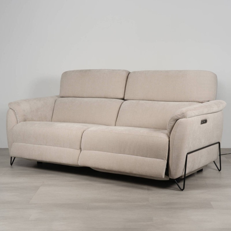 Sofá Estela relax motorizado con cabezal reclinable y USB 205cm