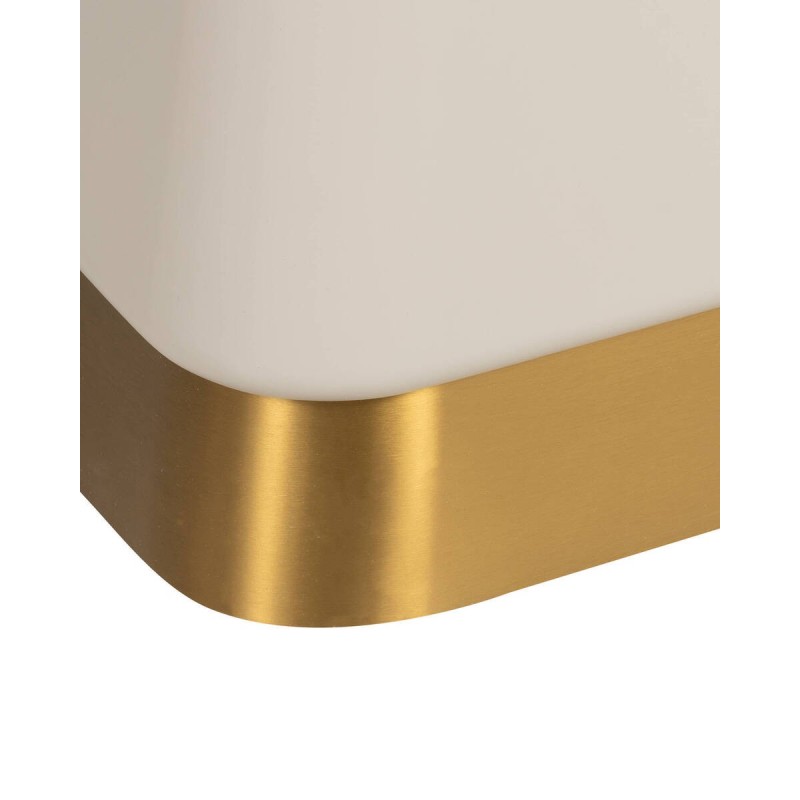 MESA DE COMEDOR AUREN RECTANGULAR EN NOGAL Y BEIGE CON BASE DORADA