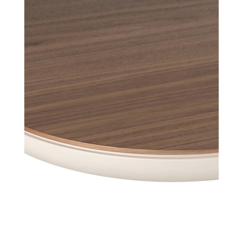 MESA DE COMEDOR AUREN RECTANGULAR EN NOGAL Y BEIGE CON BASE DORADA