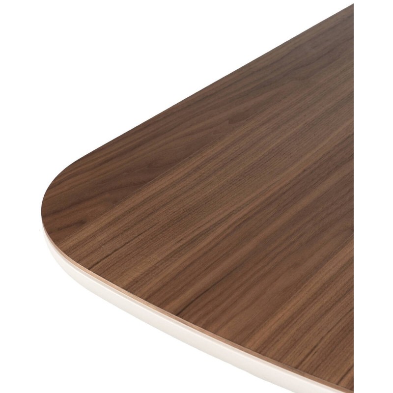 MESA DE COMEDOR AUREN RECTANGULAR EN NOGAL Y BEIGE CON BASE DORADA